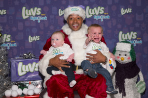 Celebrity dad, expectant father and actor, Donald Faison meets little Madelyn, age 6 months and Carson age 16 months, at the #LuvsLeakFreeHoliday event at the Children's Museum of Manhattan in New York